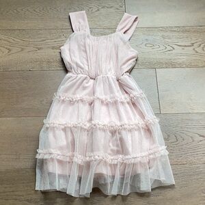 Speechless Kids Pale Pink Tulle Tiered Party Dress Sparkley Mess Overlay Size 8